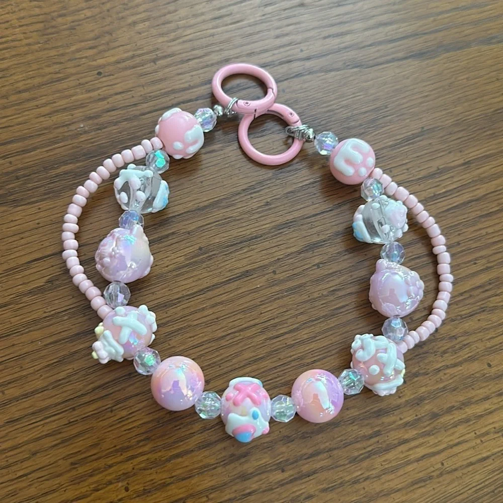 Beaded charm keychain